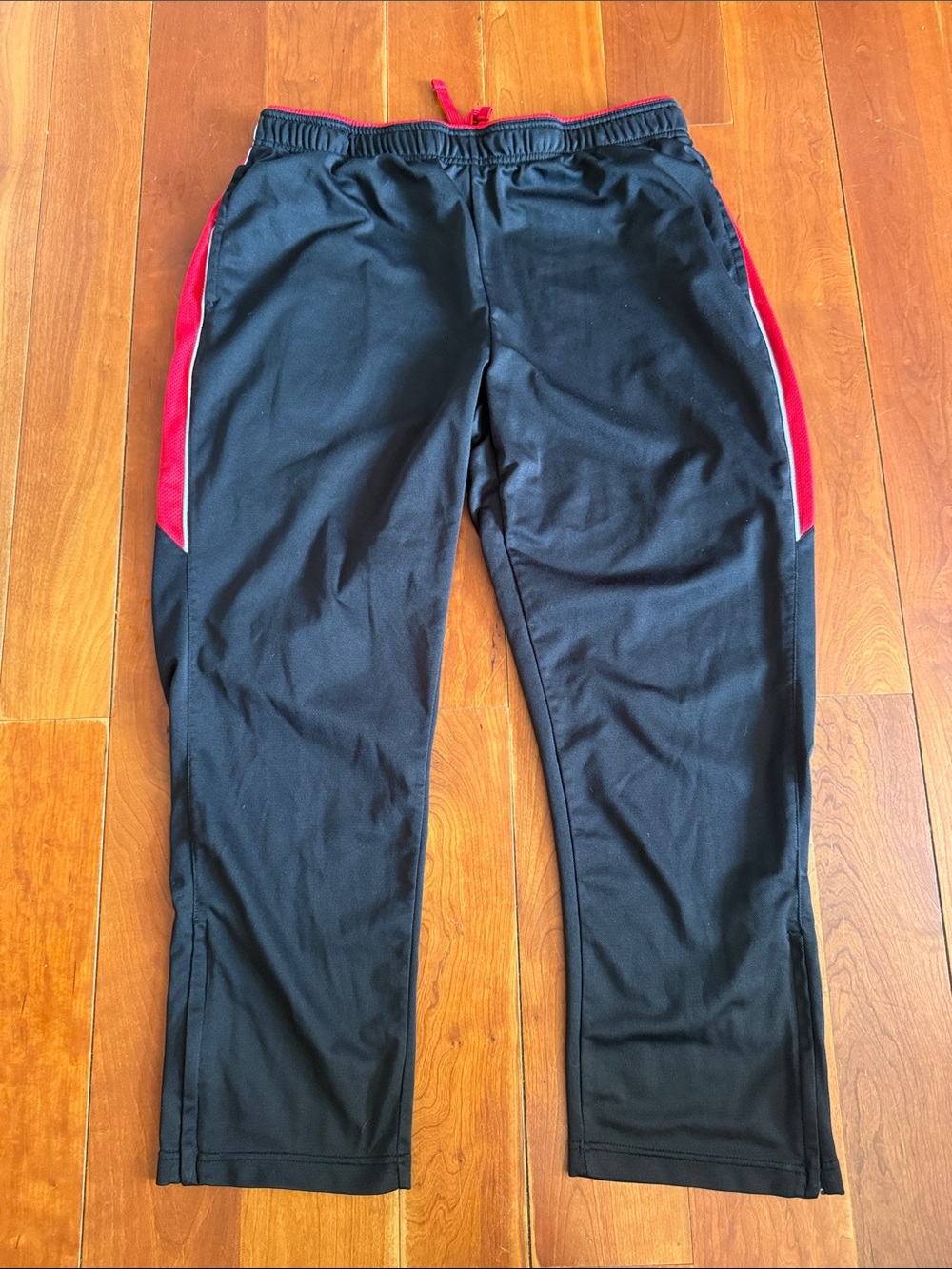 Athletic Works Black Joggers with Red Side Panels